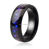 POYA Nebula Couple Rings 8mm 6mm Black Polished Dome Tungsten Wedding Ring for Men Comfort Fit Purple Band