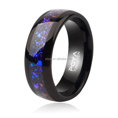 POYA Nebula Couple Rings 8mm 6mm Black Polished Dome Tungsten Wedding Ring for Men Comfort Fit Purple Band