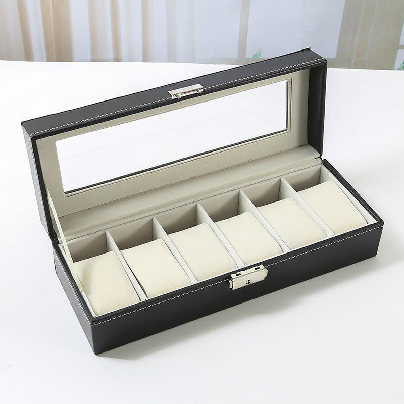 Premium Quality 6 Slots Display Watch Storage Case Watch Box for Men Valentine Gift
