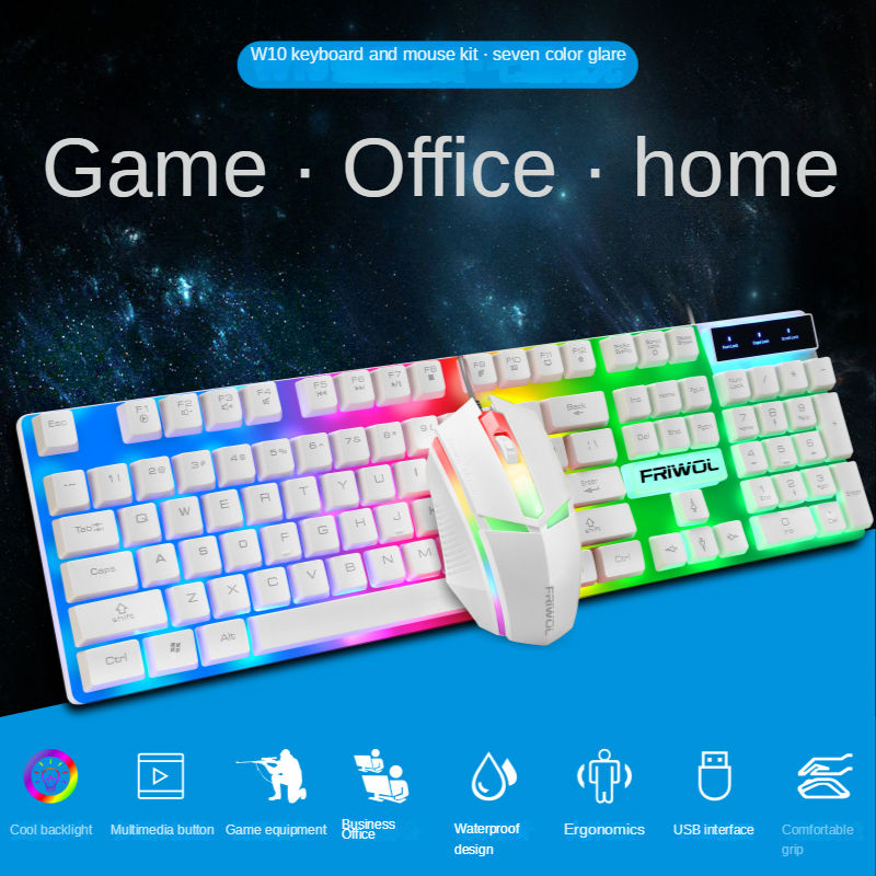 Factory Customized RGB LED Backlight Gaming Keyboard Mouse Combo Set New Custom Language Teclado Klavye Keyboard and Mouse