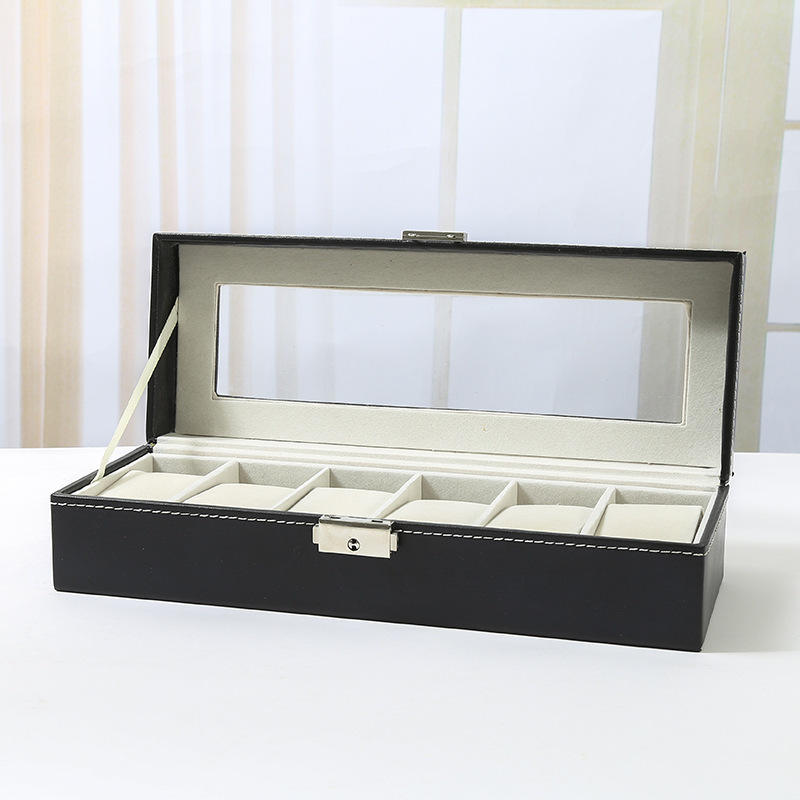 Premium Quality 6 Slots Display Watch Storage Case Watch Box for Men Valentine Gift