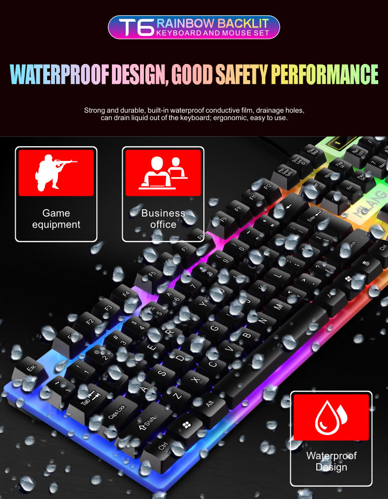 Factory Customized RGB LED Backlight Gaming Keyboard Mouse Combo Set New Custom Language Teclado Klavye Keyboard and Mouse